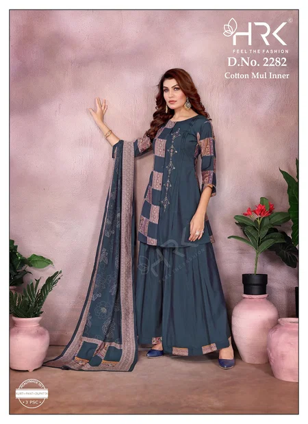 HRK 2282 Roman Silk Printed Kurti With Bottom Dupatta Exporters In India